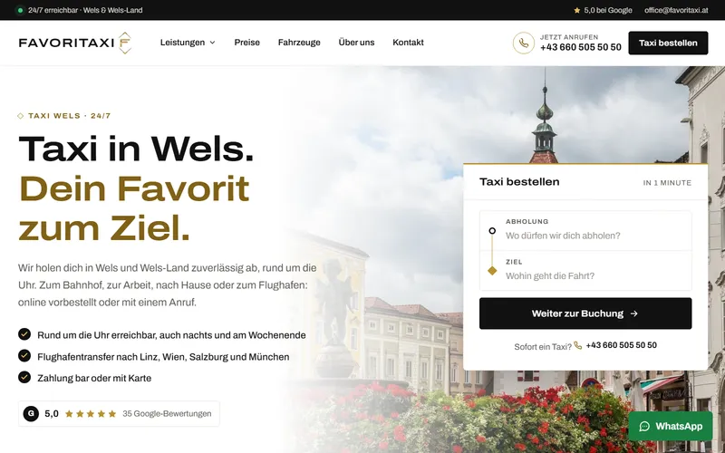 Website von Favori Taxi am Computer