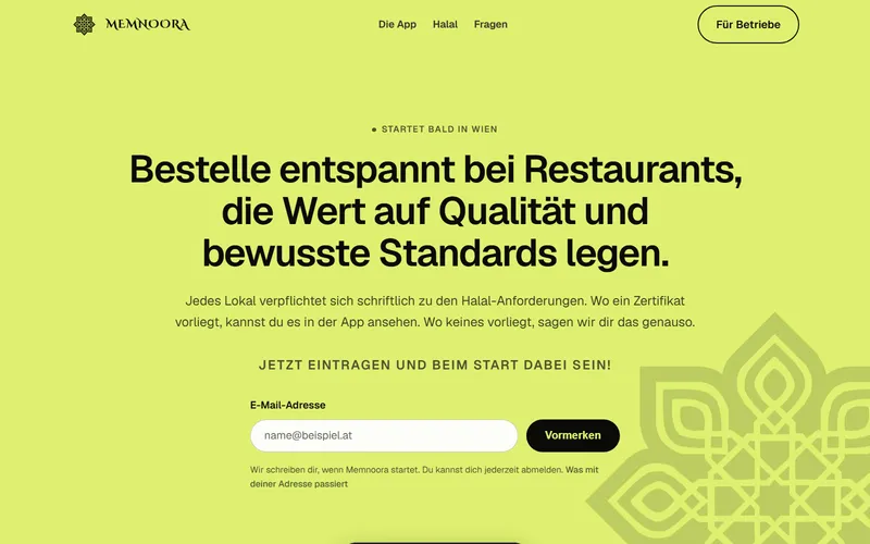 Website von Memnoora am Computer