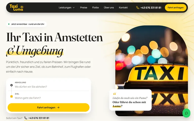 Website von Taxi Luma am Computer