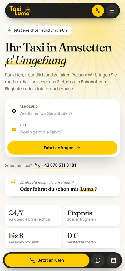 Website von Taxi Luma am Handy
