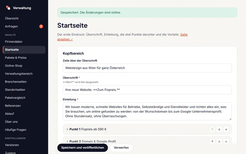 Website von Verwaltungsbereich am Computer